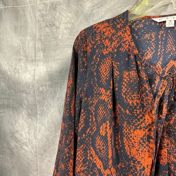 Cabi Blouse SMALL long sleeves faux criss cross relaxed fit tie V-neck work - Picture 13 of 16